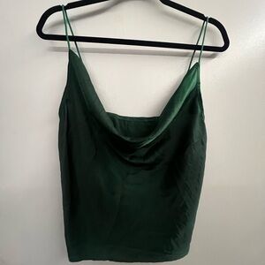 Emerald Green Cowl-Neck Satin Tanktop